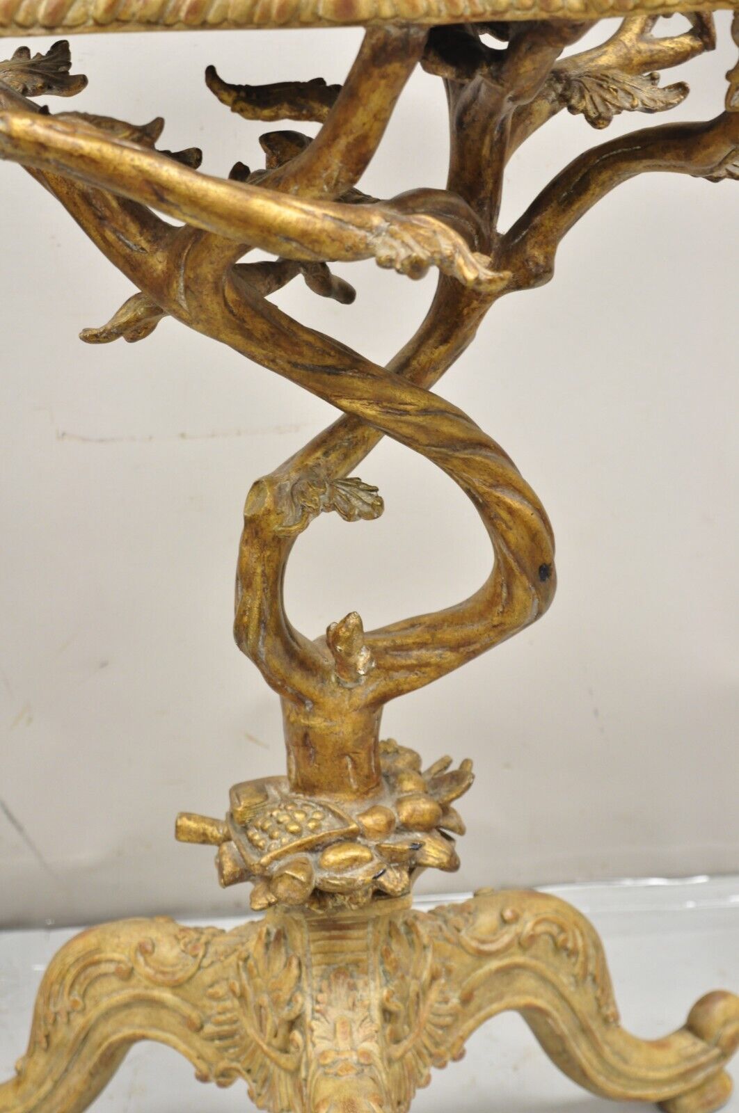 Maitland Smith Italian Grotto Style Branch and Bird Figural Pedestal Side Table