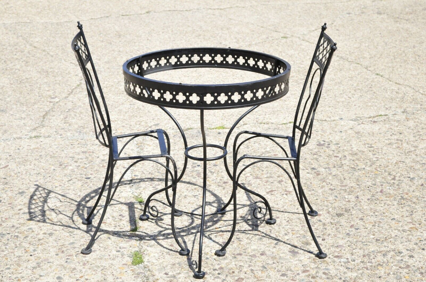 Vintage Salterini Style Wrought Iron Small Garden Patio Bistro Dining Set - 3 pc