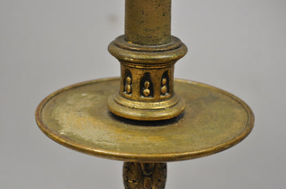 Vintage Italian Gold Gilt Wood Carved Candle Candelabra Florentine Table Lamp