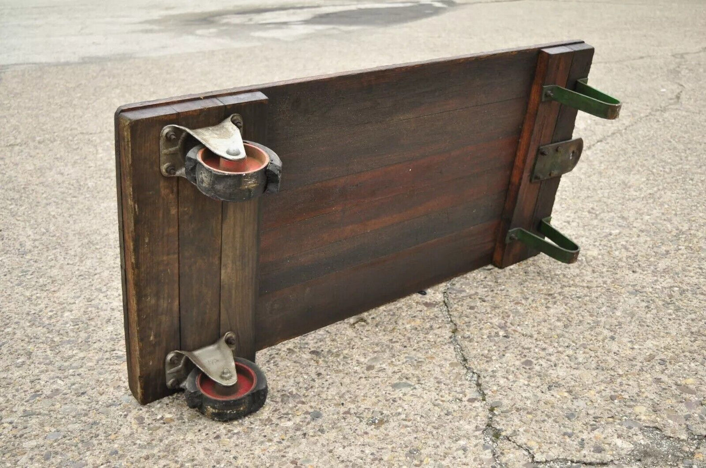 Vintage Fairbanks American Industrial Wood Iron Factory Work Cart Coffee Table A