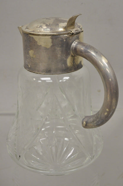 Antique Victorian Silver Plated Cut Crystal Glass Lemonade Water Pitcher