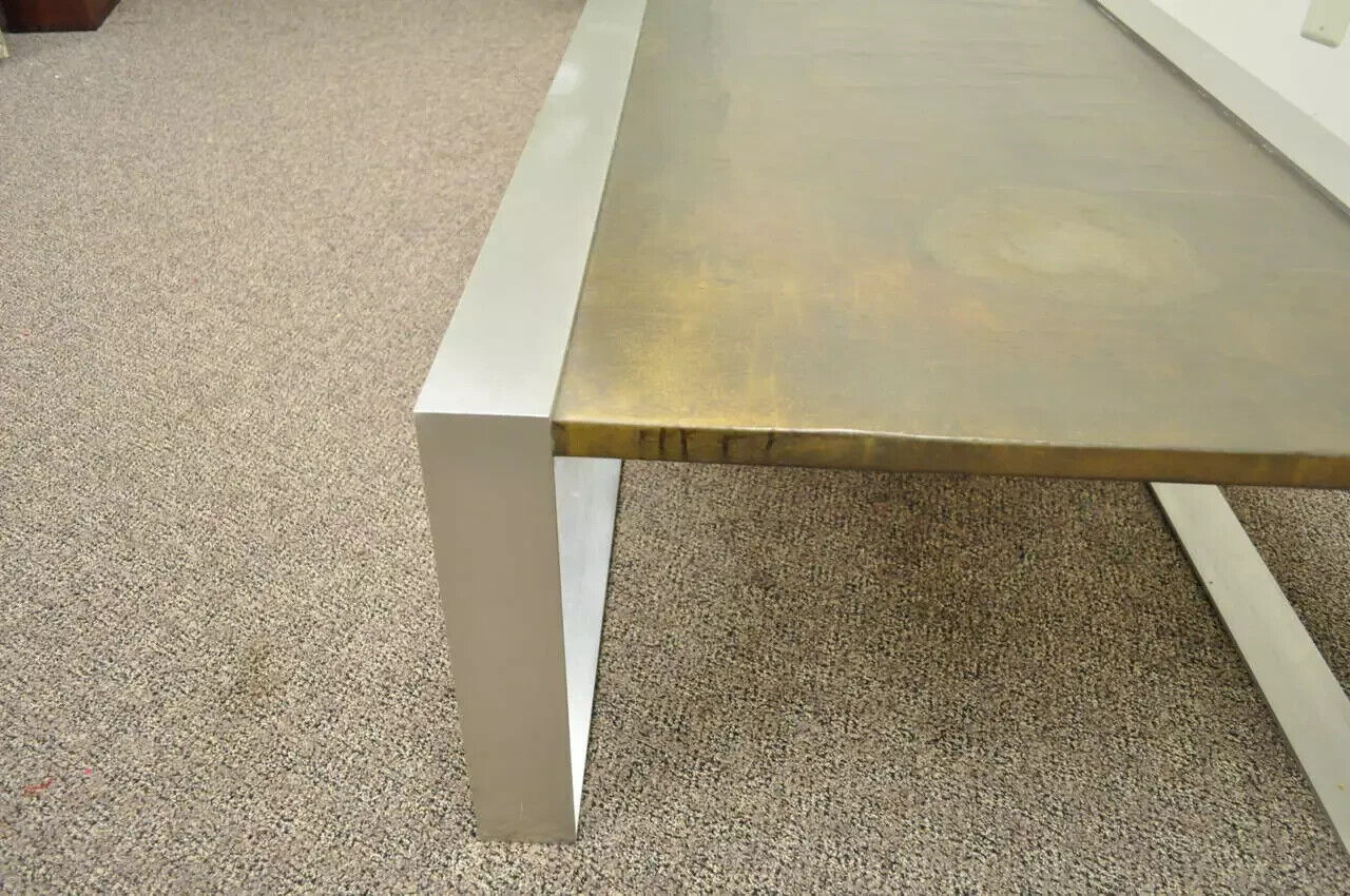 Vintage Mid Century Modern Copper and Brushed Steel Coffee Table