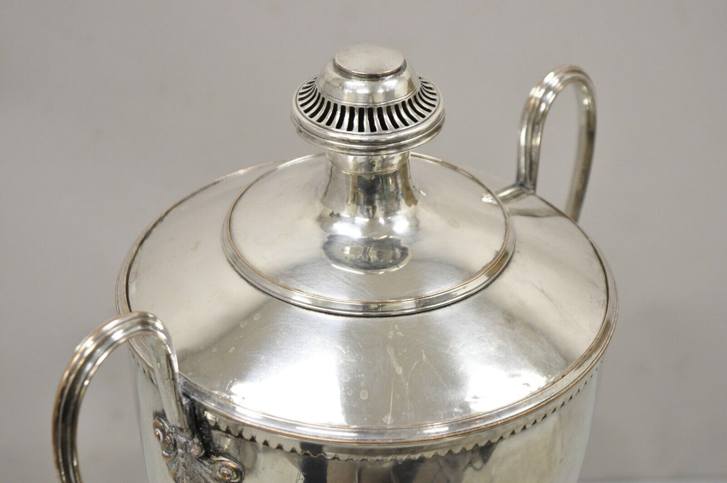 English Regency Trophy Cup Silver Plated Laurel Course Horse Race Award Samovar