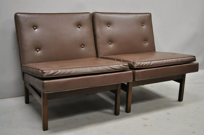 Milo Baughman Thayer Coggin Mid Century Modern Brown Teak Lounge Chairs - a Pair