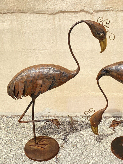 Decorator Steel Metal Heron Bird Flamingo Garden Sculpture Statue - a Pair