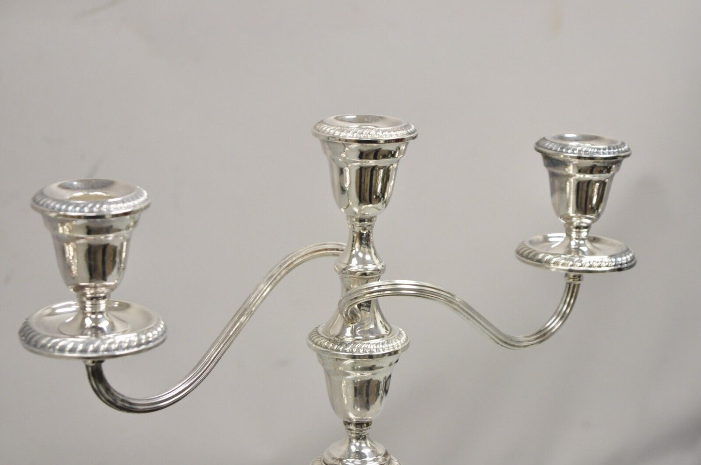 Gorham YC3031 3 Arm Branch Colonial Silver Plated Candle Candelabra - a Pair