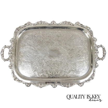 Vintage EPCA Old English by Poole 5032 Silver Plated Ornate Serving Platter Tray