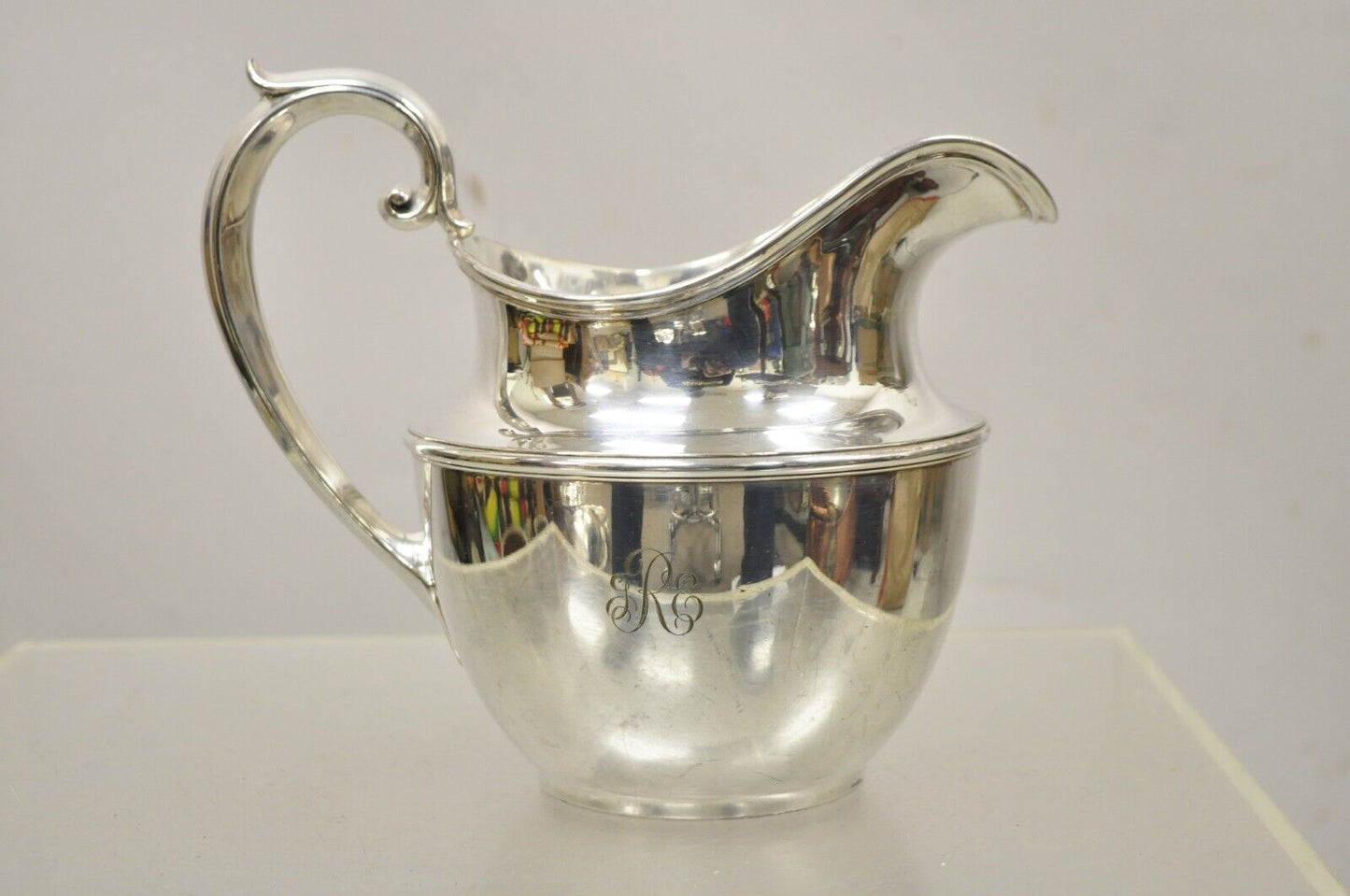 Antique GM Co. Silver Plated Victorian Water Pitcher with Monogram