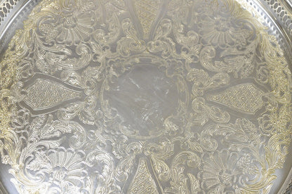 WB Rogers Silver Co Silver Plated Pierced Gallery 15” Serving Platter Tray