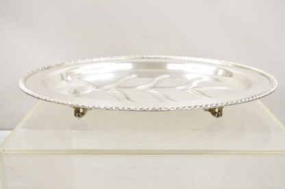 Vintage English Regency Silver Plate Oval Meat Cutlery Serving Platter Tray