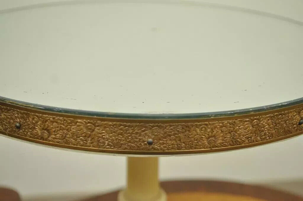 Vintage French Louis XV Style Satinwood Inlay Mirror Top Lamp Side Table