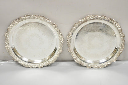 Pair Webster Wilcox International Silver Plated 16” Round Serving Platter Tray