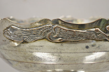 Vintage Silver Plated Art Deco Style Punch Bowl with Repeating Crane Birds