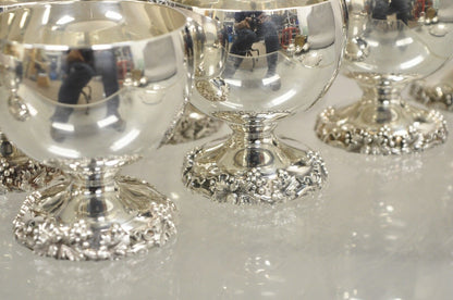 Webster Wilcox International Grapevine Silver Plated Punch Bowl Cups - Set of 12