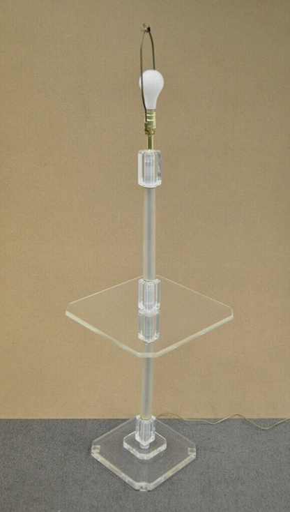 Vintage Mid Century Modern Clear Lucite Occasional Accent Floor Lamp Side Table