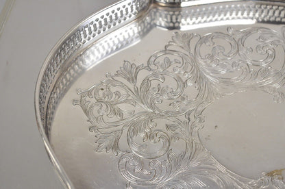 Vintage LBS Co Silver Plated Scalloped Trinket Dish Tray with Pierced Gallery