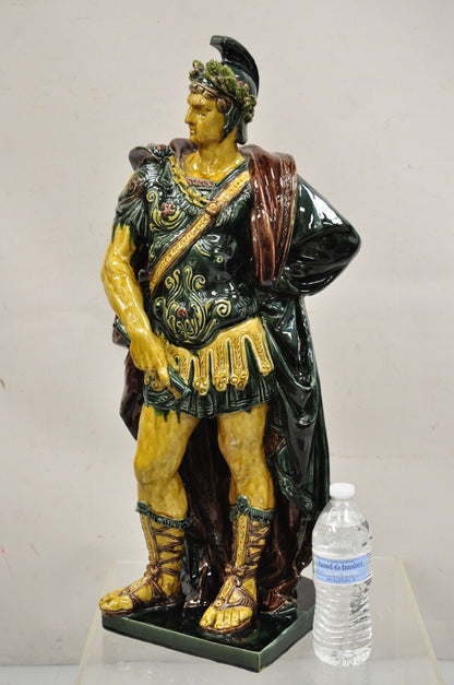 Majolica Alexander the Great Greek Warrior Soldier Glazed Pottery Sculpture