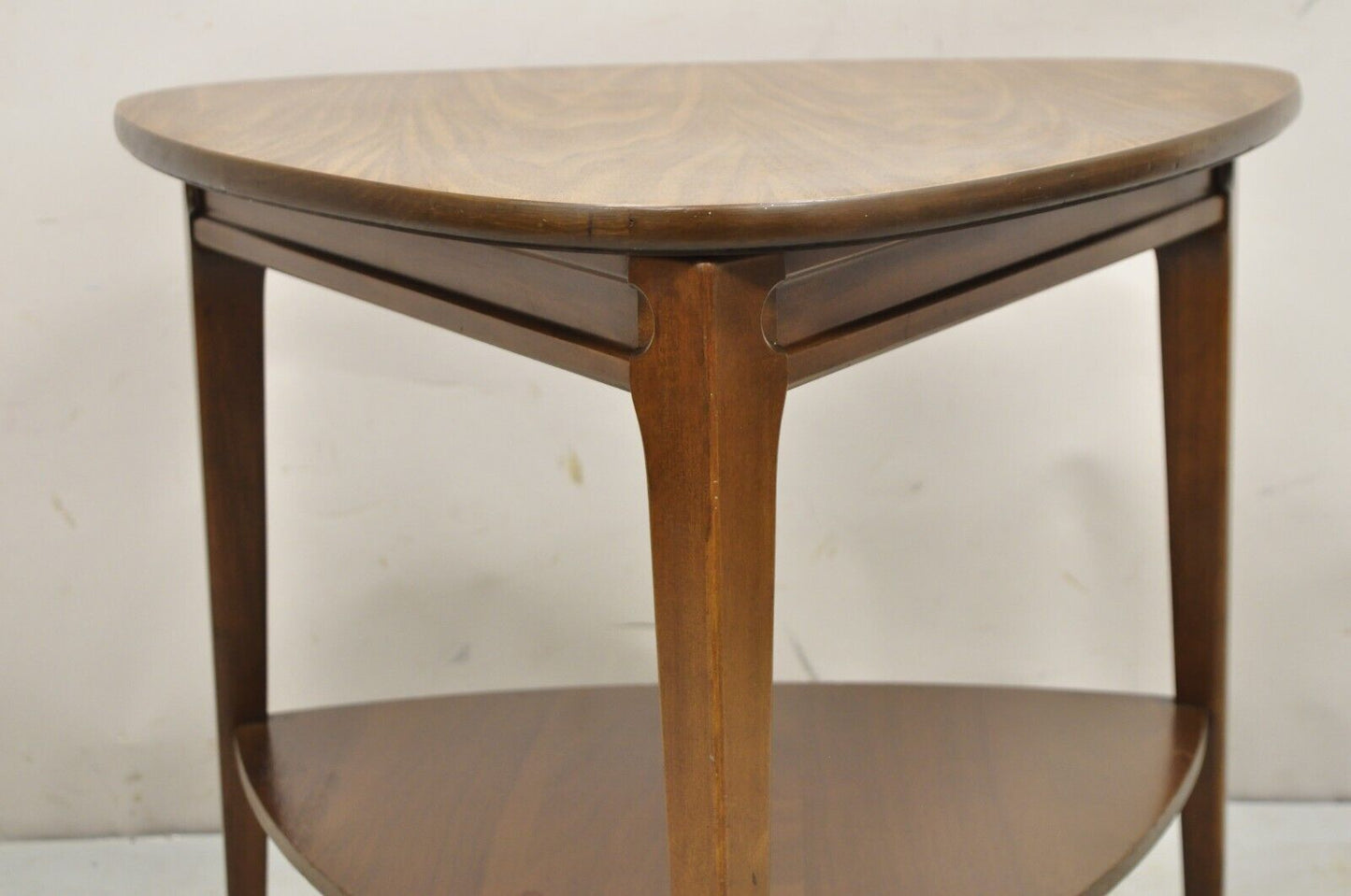 Vintage Mersman Mid Century Modern Walnut and Formica Top Guitar Pick Side Table