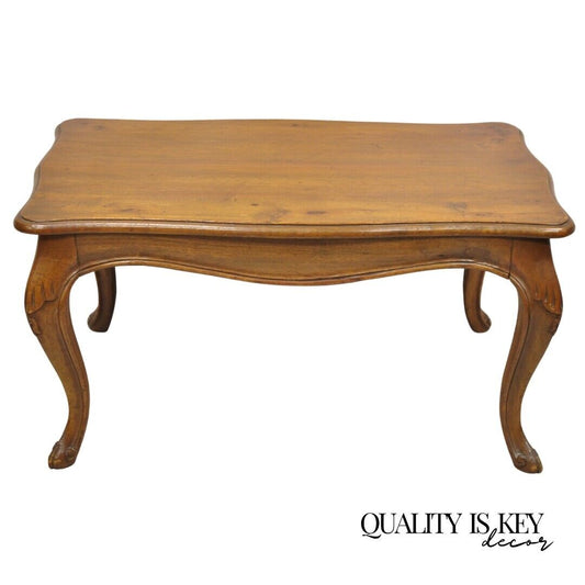 Vintage Italian Provincial Antiqued Walnut Small Cabriole Leg Coffee Table