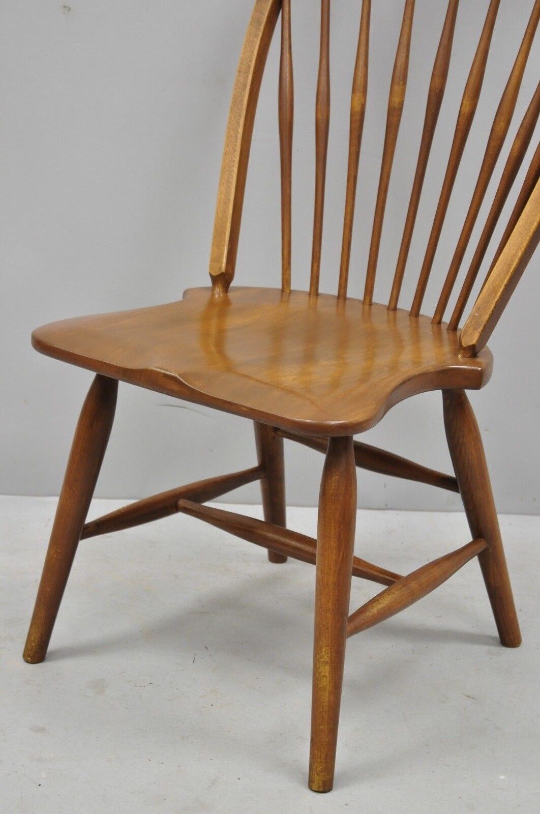 Vintage Maple Wood Fan Back Colonial Windsor Dining Side Chair Made in Slovenia