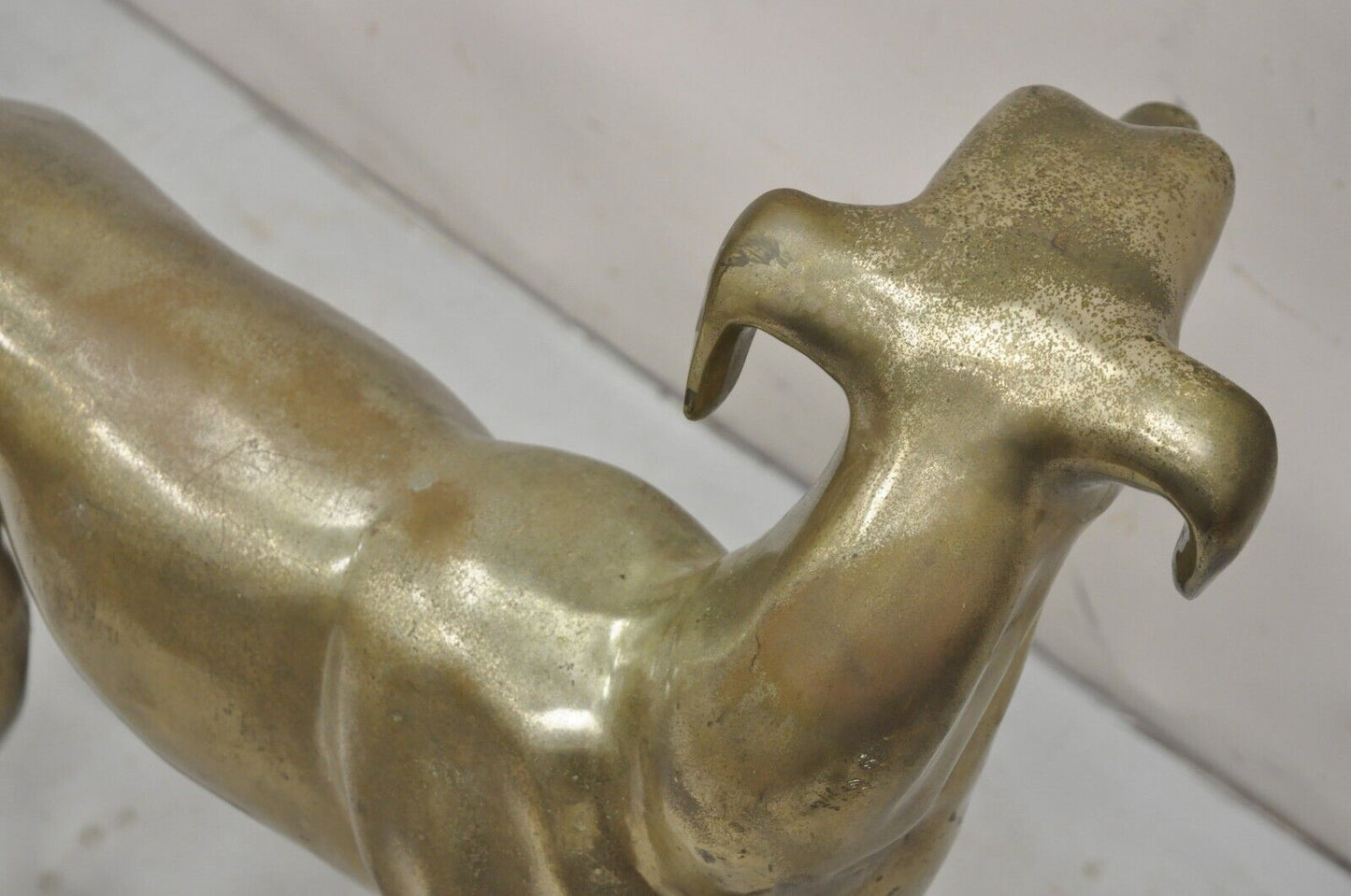 Vintage Hollywood Regency Life Size Brass Greyhound Whippet Dog Statue Sculpture