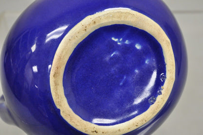 Vintage Hall Cobalt Blue Art Deco 633 Ball Form Glazed Pottery Stoneware Pitcher
