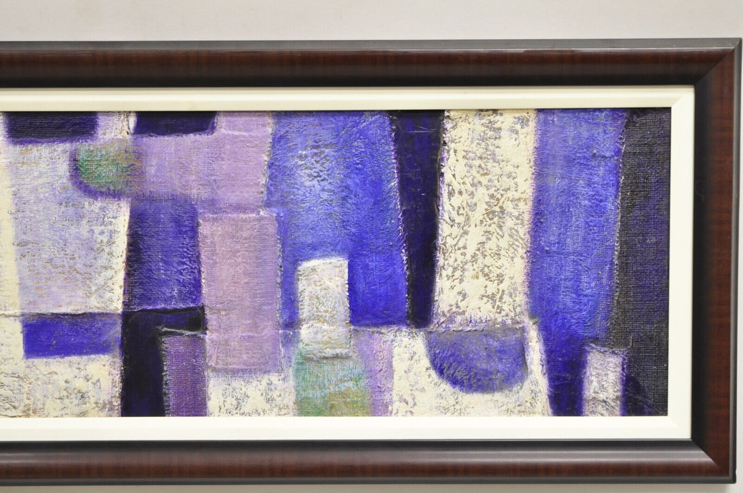 Modern Abstract Blue and Purple Acrylic on Canvas Large Painting Signed Pentkoff