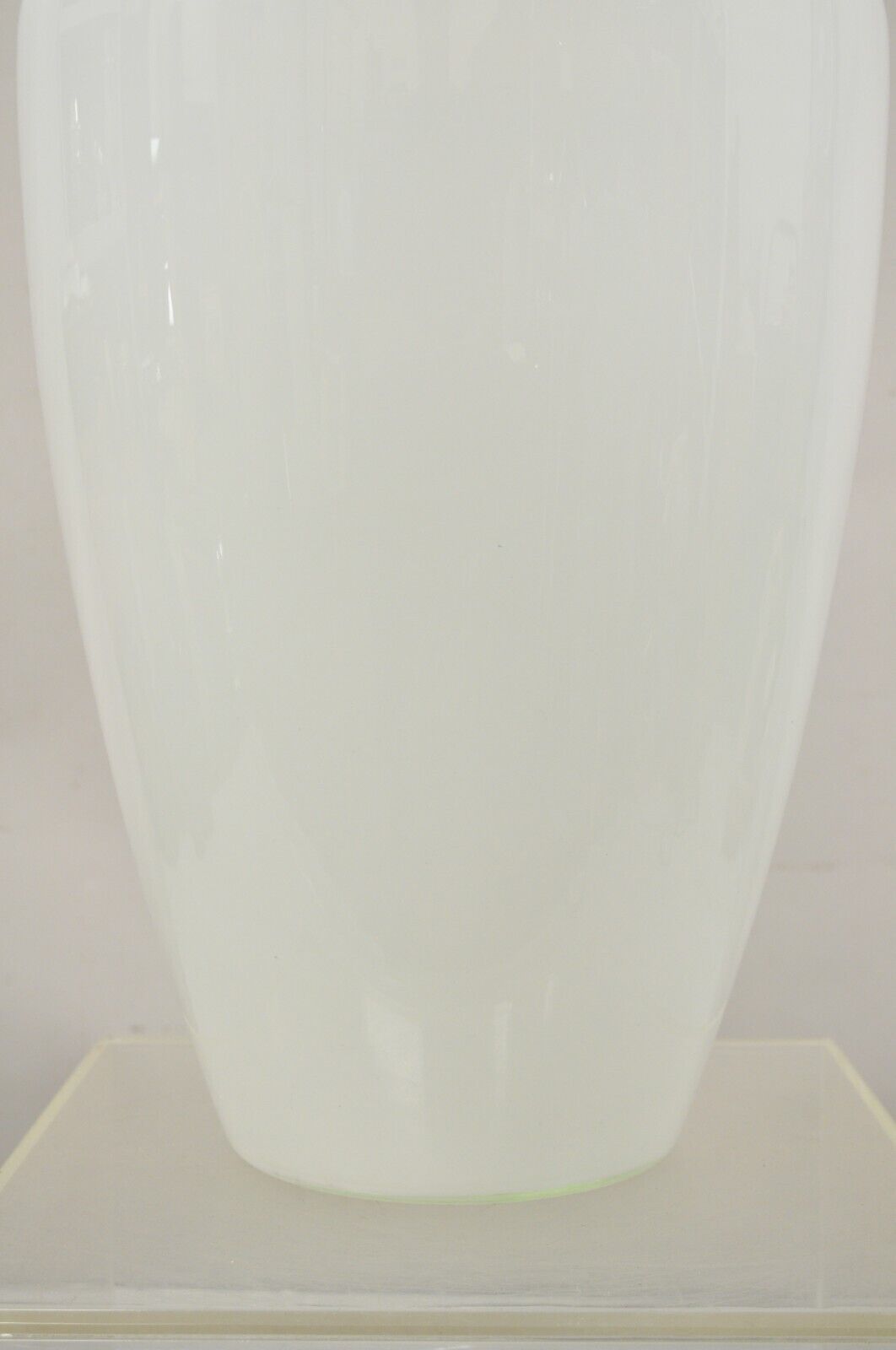 Modern Large White Cased Blown Glass 30" Floor Vase Vessel