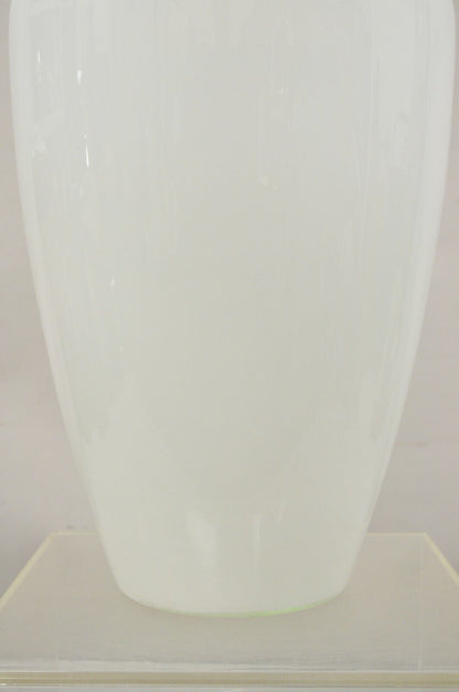 Modern Large White Cased Blown Glass 30" Floor Vase Vessel