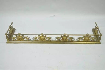 Antique French Louis XV Style Victorian Brass Rose Bird Fireplace Mantel Fender