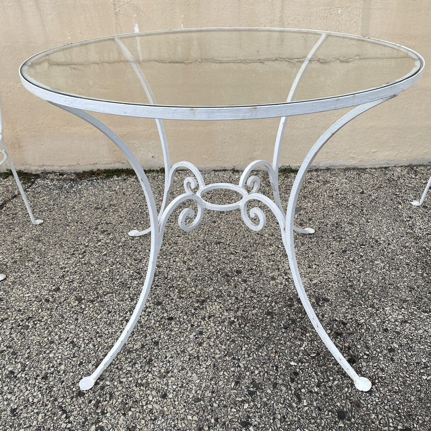 Vintage French Art Nouveau Style Wrought Iron Garden Patio Dining Set - 5 Pc Set