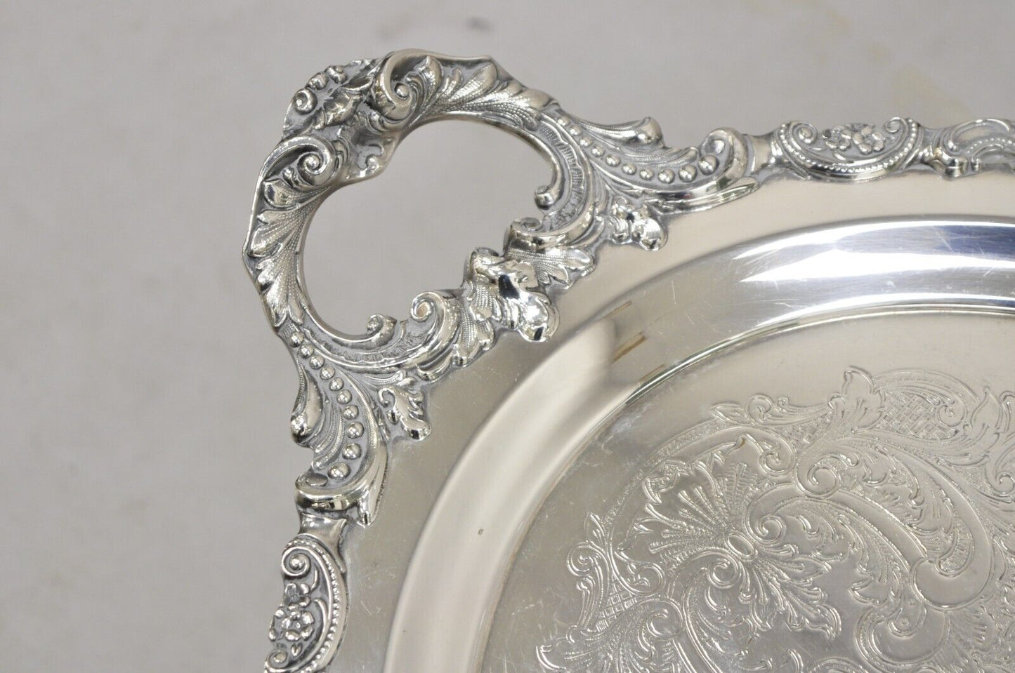 Vintage Baroque by Wallace 294 Oval Silver Plated Serving Platter Tray