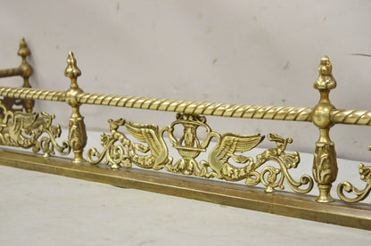 Antique Victorian Figural Swan Bird Twisted Brass 48" Fireplace Fender Surround
