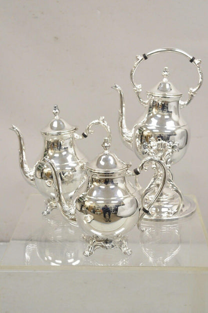 Vintage FB Rogers Victorian Silver Plated Tea Set with Tilting Pot - 6 Pc Set