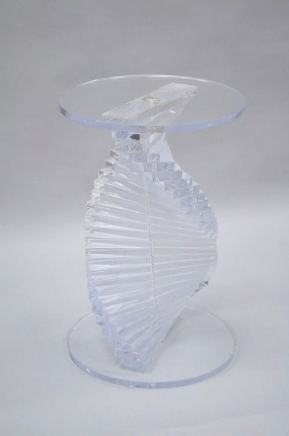 Vintage Mid Century Modern Spiral Stacked Helix Lucite Pedestal Side Table