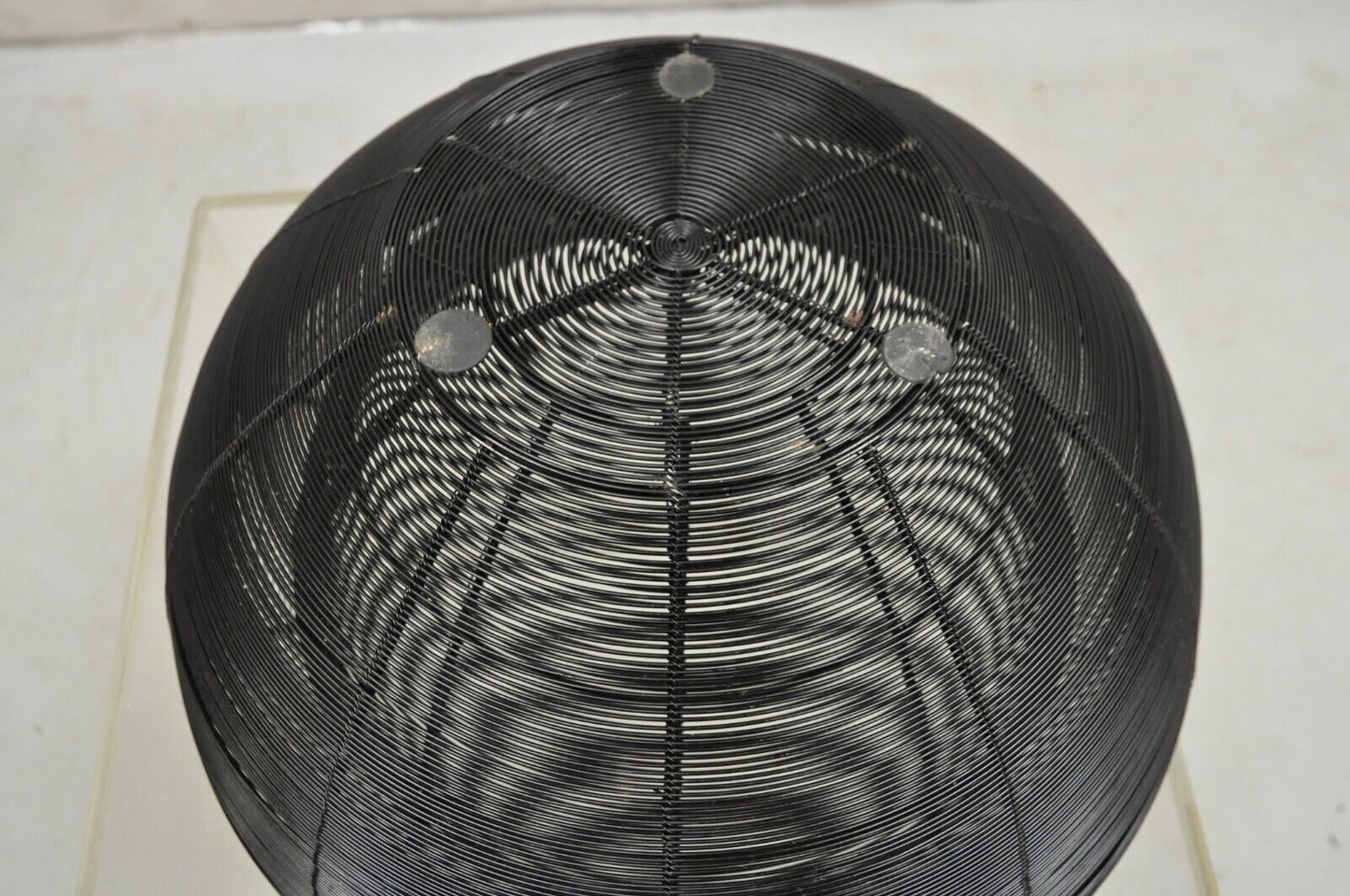 Vintage Modern Black Metal Wire 16" Round Fruit Bowl Basket