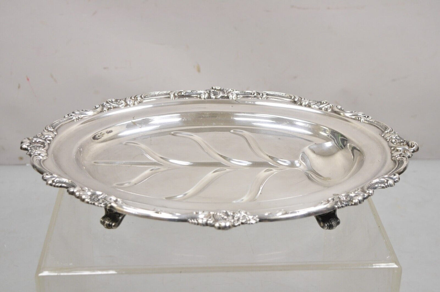 Vintage Gorham YC1620 Oval Silver Plated Meat Cutlery Serving Platter Tray