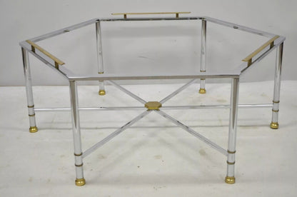 Italian Directoire Maison Jansen Style Steel and Brass Hexagonal Coffee Table