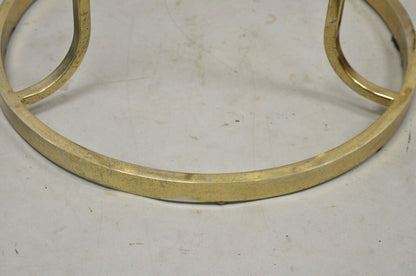 Vintage Mid Century Gold Brass Metal Baughman Style Round Side Tables - a Pair