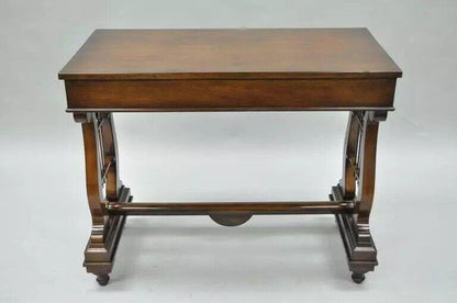 French Neoclassical Regency Style Mahogany One-Drawer Lyre Desk Console Table