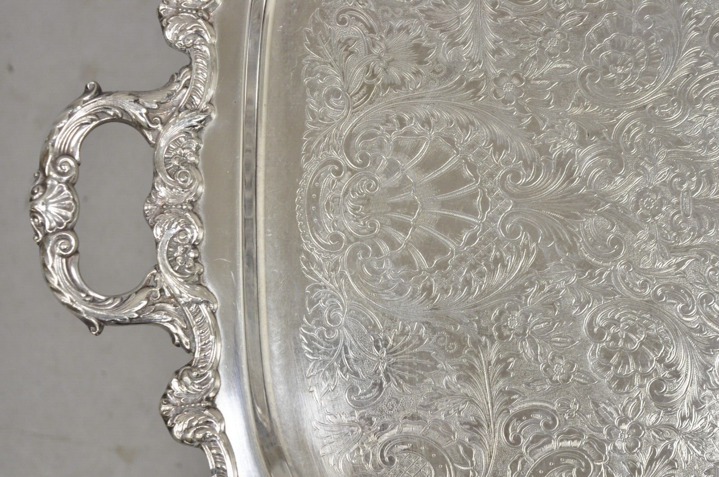 Vintage EPCA Old English by Poole 5032 Silver Plated Ornate Serving Platter Tray