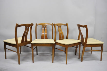 Vintage Mid Century Modern Curved Sculpted Walnut Dining Side Chairs - Set of 4