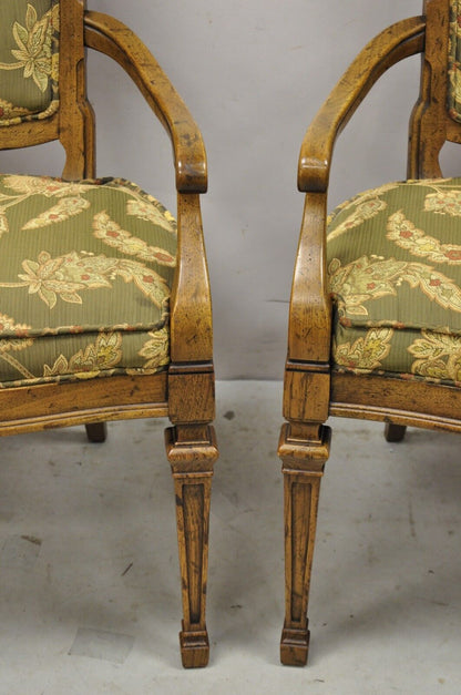 Vintage Hollywood Regency Keyhole Back Fireside Lounge Arm Chairs - a Pair