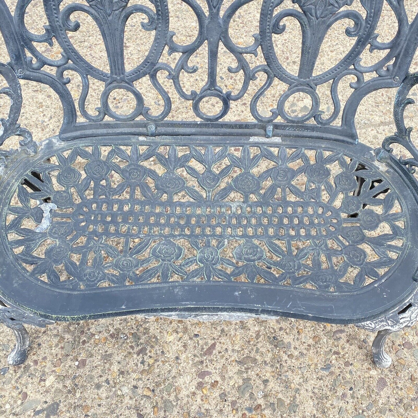 Cast Aluminum Floral French Style Flower Garden Patio Outdoor Bench Loveseat