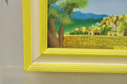 Daniel Belliard Enamel on Copper Small Framed Painting Yellow Countryside