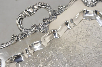 Antique WSB English Victorian Heavy Silver Plated Ornate Serving Platter Tray