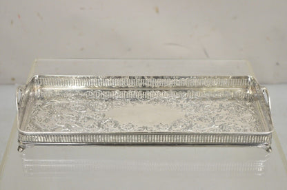 Vintage Wilcox Victorian Floral Engraved Narrow Silver Plated Trinket Dish