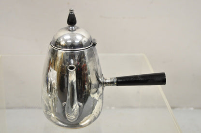 FB Rogers Silver Plated Art Deco Coffee Tea Pot w/ Hinged Lid and Wooden Handle
