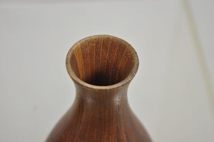 Mid Century Danish Modern Bulbous Sculpted Teak Wood Flower Bud Vase - 2 Pcs