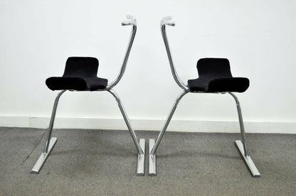 Stendig Mid Century Modern Sculptural Chrome Stacking Side Chairs - Set of 8